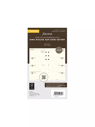 FILOFAX | Inserto per agenda settimanale in tedesco formato Personal 2026 | 